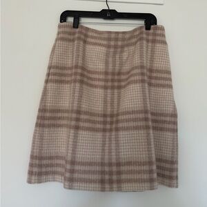 Ann Taylor Plaid A-Line Skirt - Cream and Pink